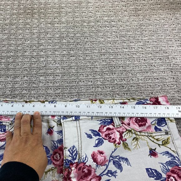 Blue Notes Floral Jeans Women 34 White Denim Pants Low Rise Super Skinny 34X30 - Picture 10 of 16